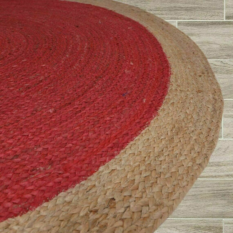 Jute Rugs for Living Room Natural Border Hand Braided Round Area Rug ...
