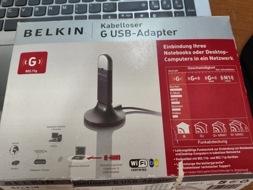 Belkin F5D7050ED Kabelloser G Netzwerk Adapter (USB 2.0, 54mbit, 802.11g-Funksta - Bild 2 von 3
