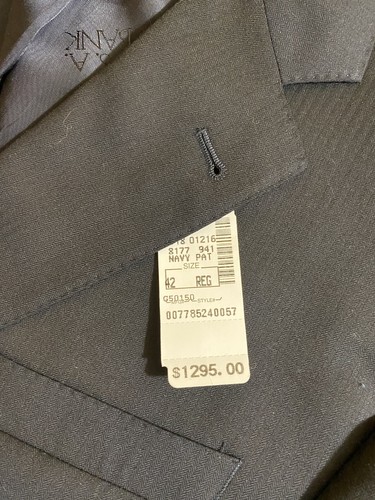 NWT 2024 JOS A BANK *Signature Gold* Navy Blue Herringbone Full Suit 42R Wool - Picture 7 of 10