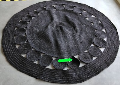 BLACK 6' X 6' Round Broken Thread Rug, Reduced Price 1172745044 NF364D-6R