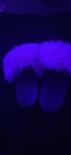 Women s Fluffy Faux Fur Open Toe Slides Sz.6.5
