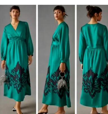 nikasha embroidered satin dress New Anthropologie Nikasha Embroidered Satin Dress Size Small