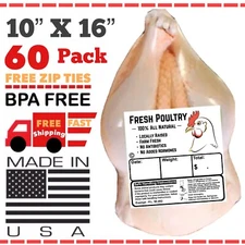 POULTRY SHRINK BAGS 10"X16" CHICKEN FOOD PROCESSING FREEZER SAVE MADE IN THE US