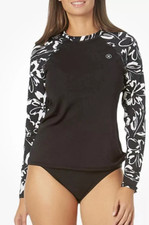 Hurley Ink Fresco UPF 50 Long Sleeve Rash Guard, Black - Medium BinA2