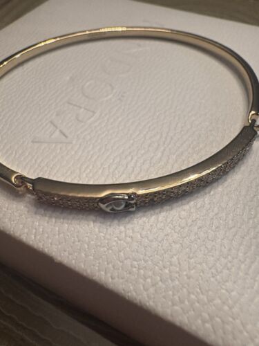 COACH Pave Bar Faux Pearl C Bangle Bracelet NWOT - Picture 3 of 11