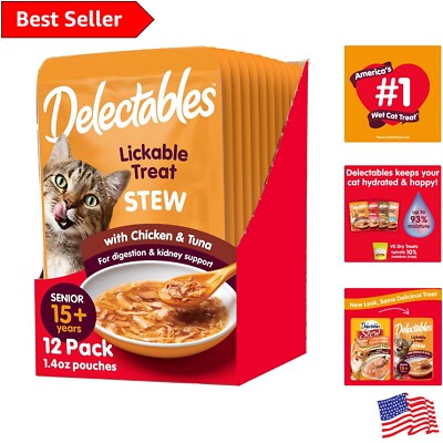 Delectables Stew Senior Cat Treats - Chicken & Tuna - 1.4oz Pack of 12