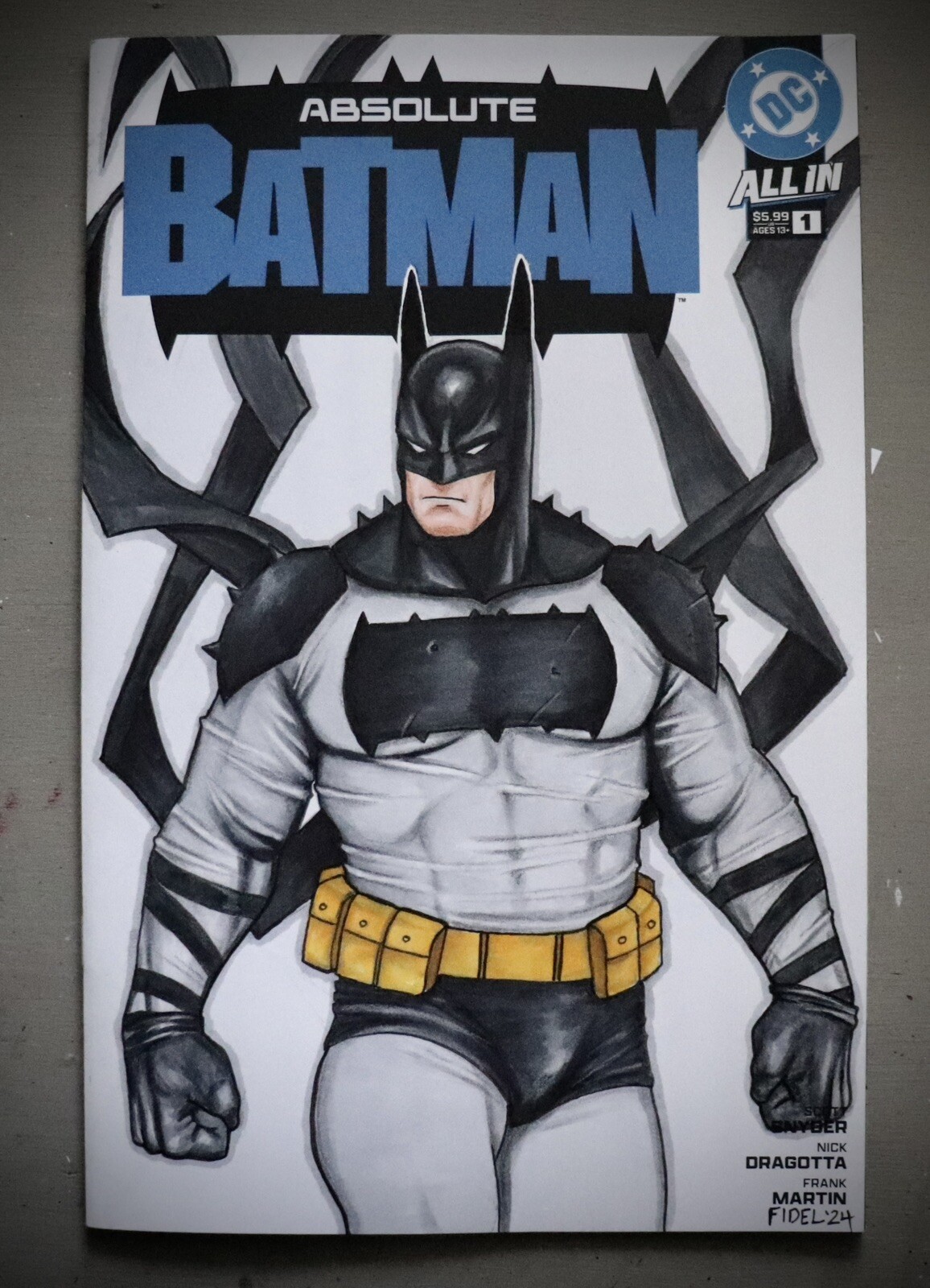 Original Custom Absolute Batman Blank Sketch Cover Artwork DC Flash Superman JLA