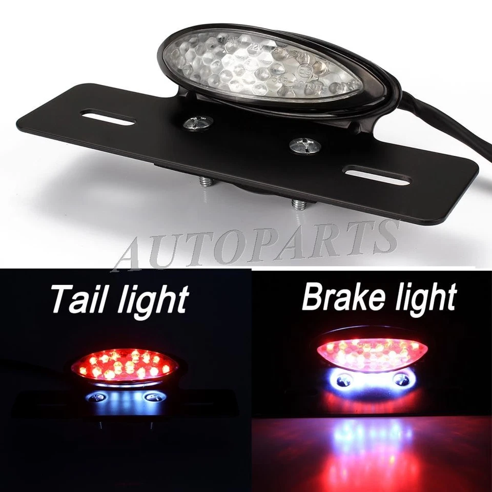 SOPORTE DE MONTAJE DE MATRÍCULA TRANSPARENTE LUZ TRASERA LED PARA CHOPPER CRUISER ATV BANSHEE Foto 2 de 4