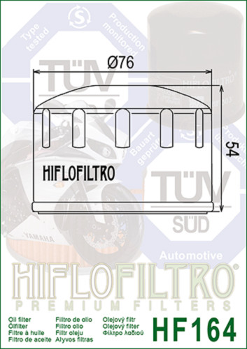 HiFlo Oil Filter HF164 BMW R1200 GS HP2 R RT S ST 04-14 K1600 11-19 R nine T