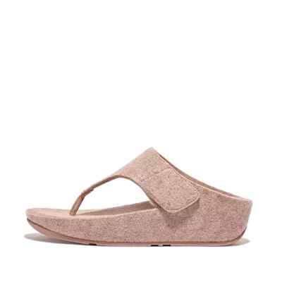FitFlop Shuv E01 FR9-137 Slide Sandals Women's Beige Adjustable Felt  Toe-Post