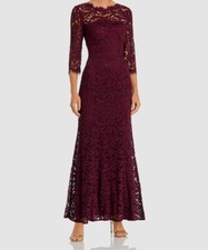 Eliza J Women's Red Mulberry Lace 3/4-Sleeve Mermaid Gown Dress Size 6