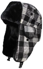 Best Winter Hats Adult Glen Plaid Russian/Aviator Beanie W/Faux Fur