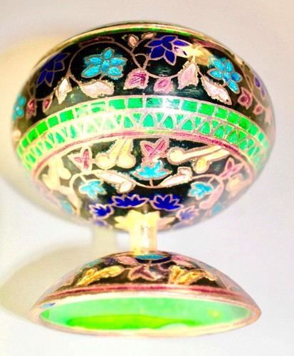 Beautiful Asian St. Silver Enamel Trinket Box with Floral Designs, 78 Gr. - Bild 8 von 12