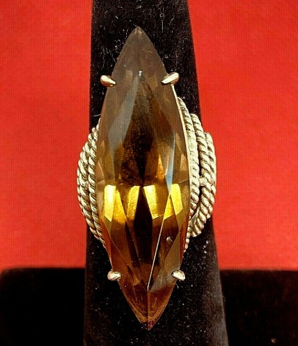 Vintage sterling, smoky topaz ring - Picture 2 of 5
