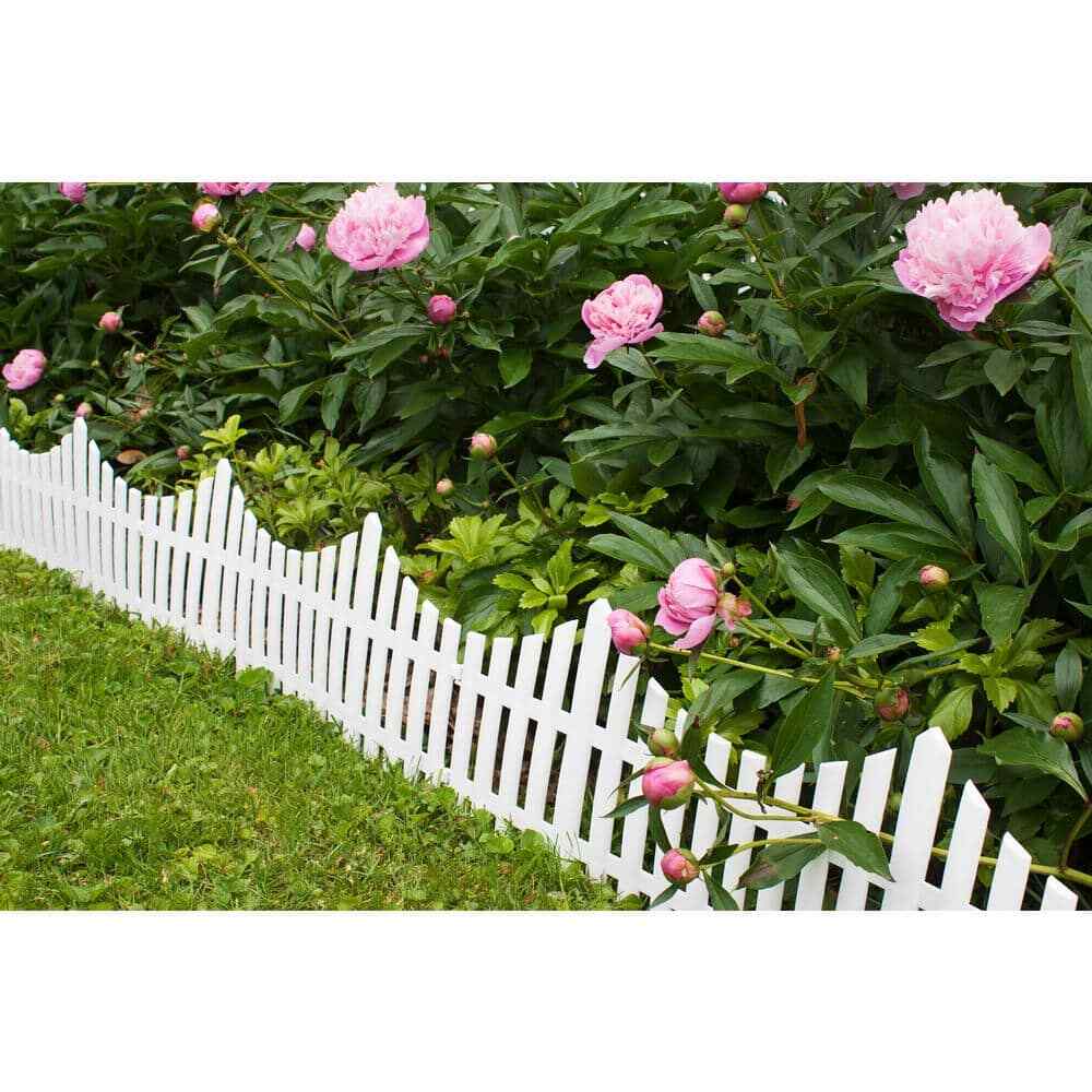 Garden Fence 24 in. L White Plastic Resin Picket Interlocking Pieces (18-Pack)