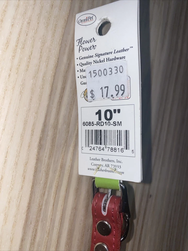 "Collar de perro de cristal de cuero OmniPet Signature 10"" rojo Flower Power de $17,99" Foto 3 de 3