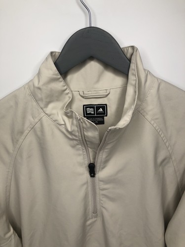 Adidas Beige Pull Over Clima Proof Windbreaker Jacket Adult Large Mens - Picture 2 of 6