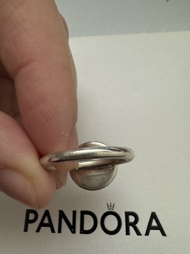 PANDORA Ring Mother of Pearl Flower Silver & 14k gold Two Tone Size 52 190859MOP - Picture 10 of 11