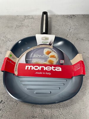 Made in Italy Moneta Azul Gres Ceramic Square Grill Pan, 11.5 Inch **NEW**