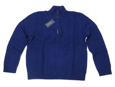 Polo Ralph Lauren Blue Angora Wool Knit Leather Half Zip Shetland Sweater NWT
