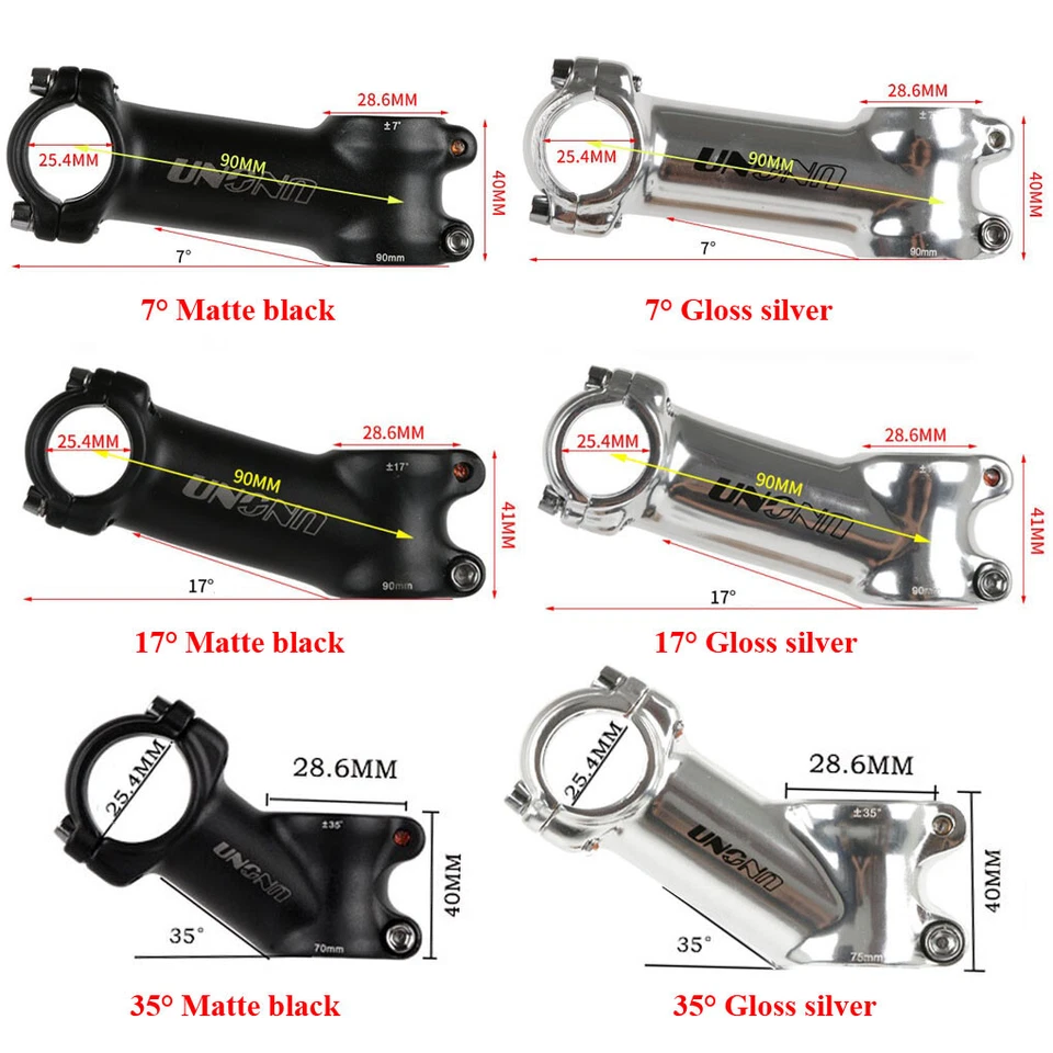 UNO 7° 17° 35° 自行车杆 25.4*60-135 毫米自行车车把杆杆山地车配件 — 第 2/4 张图片