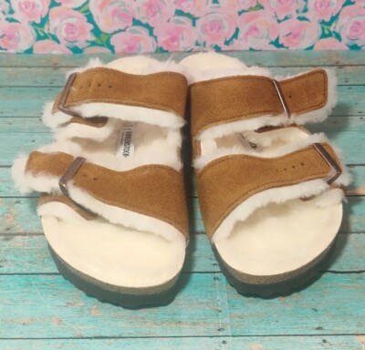Birkenstock Arizona Fur Mink Sandals Narrow women's EUR 42 US 11