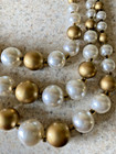 STUNNING GOLD TONE & FAUX PEARL TRIPLE STRAND SIGNED JAPAN NECKLACE — photo 1