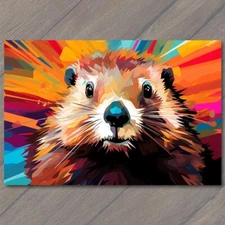 Art Print Vibrant Groundhog Pop Art - A Splash of Colors For Groundhog Day