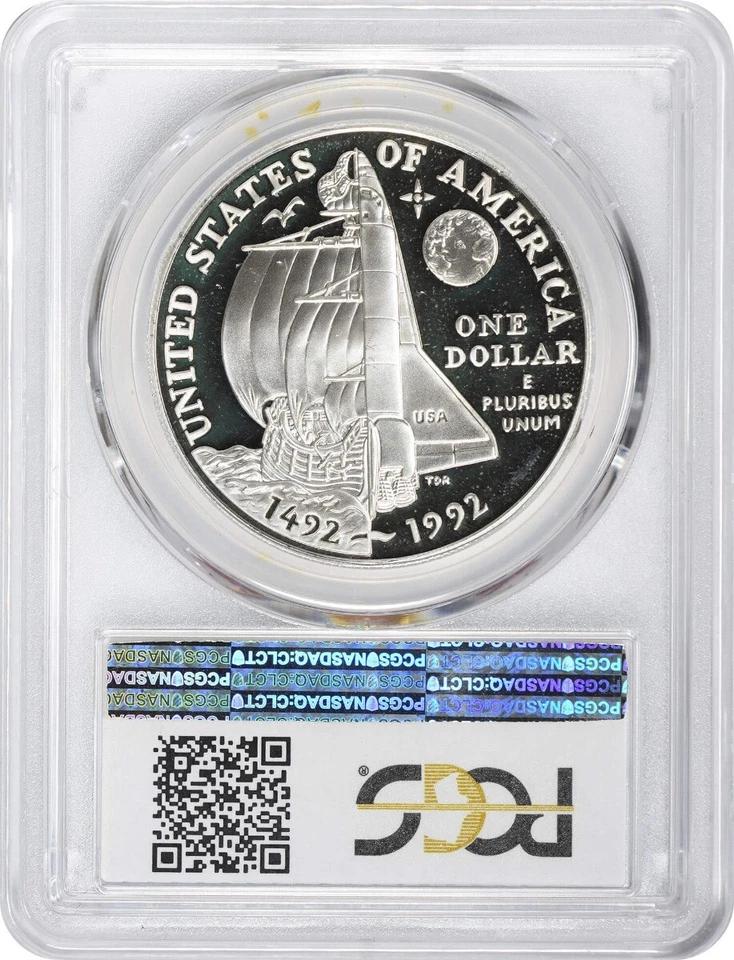 1992-P Columbus Silver Commemorative Dollar PR69DCAM PCGS Proof 69 Deep Cameo - Image 2 of 2