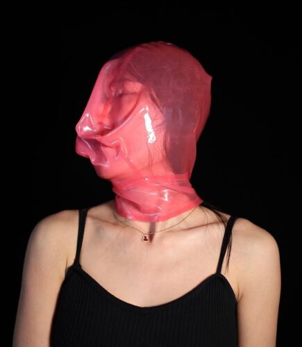 Transparent Latex Hood w/ Breath Sheath Rubber Mask for Play Suffocation Fetish - Picture 5 of 18