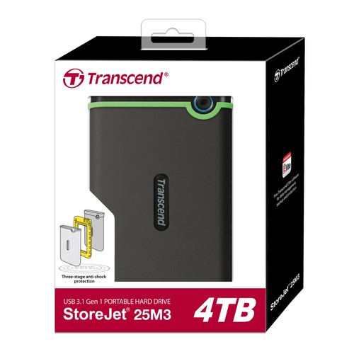 4TB Transcend StoreJet 25M3 USB3.1 Slim Portable Hard Drive Shock-Resistant - Afbeelding 4 van 5