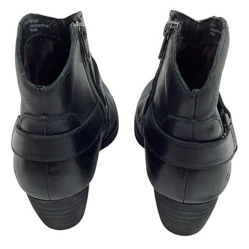 Born Womans 9 Harness Strap Zip Leather Western Ankle Boots F54009 Black - Photo 6/16