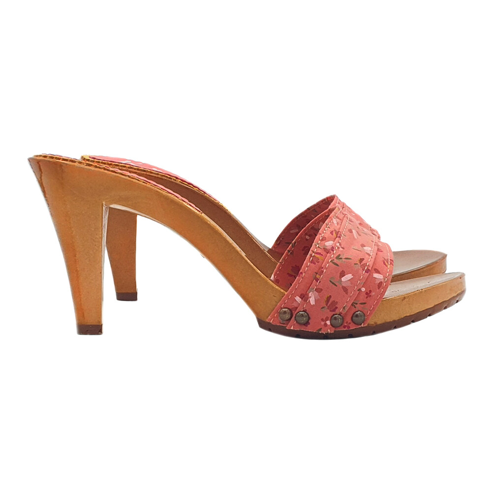 Women's Clogs With 9 Heel | Decorated Fabric Strap - K6701 PRIM PINK
