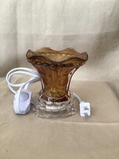 Electric Brown Oil Warmer Dimming Lamp Glass Wax Burner Aroma Fragrance