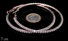 Rose Gold Hoop Earrings, Diamante Loops Crystal Bling Circles