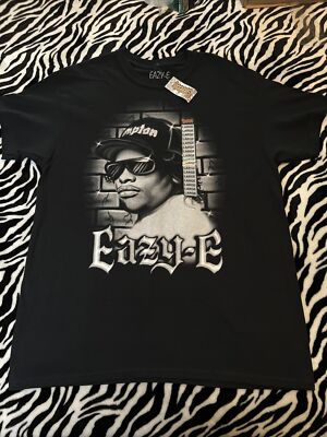 Spencers EAZY-E T-Shirt Sz Large Black Rap Hip Hop NWA Compton Cotton Easy NWT
