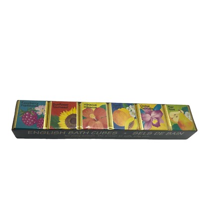 6 DELAGAR ENGLISH BATH CUBES PEAR SUNFLOWER PEACH ORCHID RASPBERRY HIBISCUS NEW