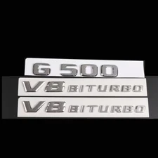 Chrome G500+V8 BITURBO For Benz G Rear Trunk Emblem Badge Decal Number Nameplate