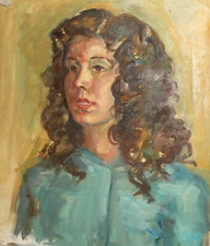 Vintage impressionist woman portrait oil painting