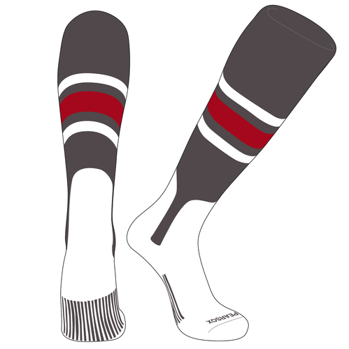 Chaussettes De Baseball TCK Socks 2G7-GR/W/S - Taille M - Graphite/Blanc/Rouge - NEUF