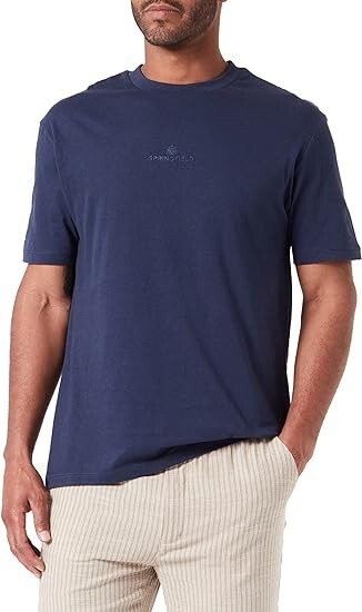 Springfield Men's T-Shirt 100% Cotton, Dark Blu. XS