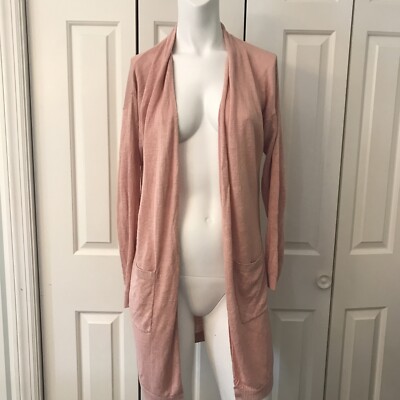 Uniqlo Women X Small Long Cardigan Rose Pink Linen 64% Blend