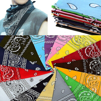 1-5Pcs Bandana 100 Cotton Paisley Print Double-Sided Scarf Head Neck Face  Mask