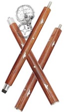 Antique Designer Wooden Walking Stick with Glob Styled Brass Head Handle Gift