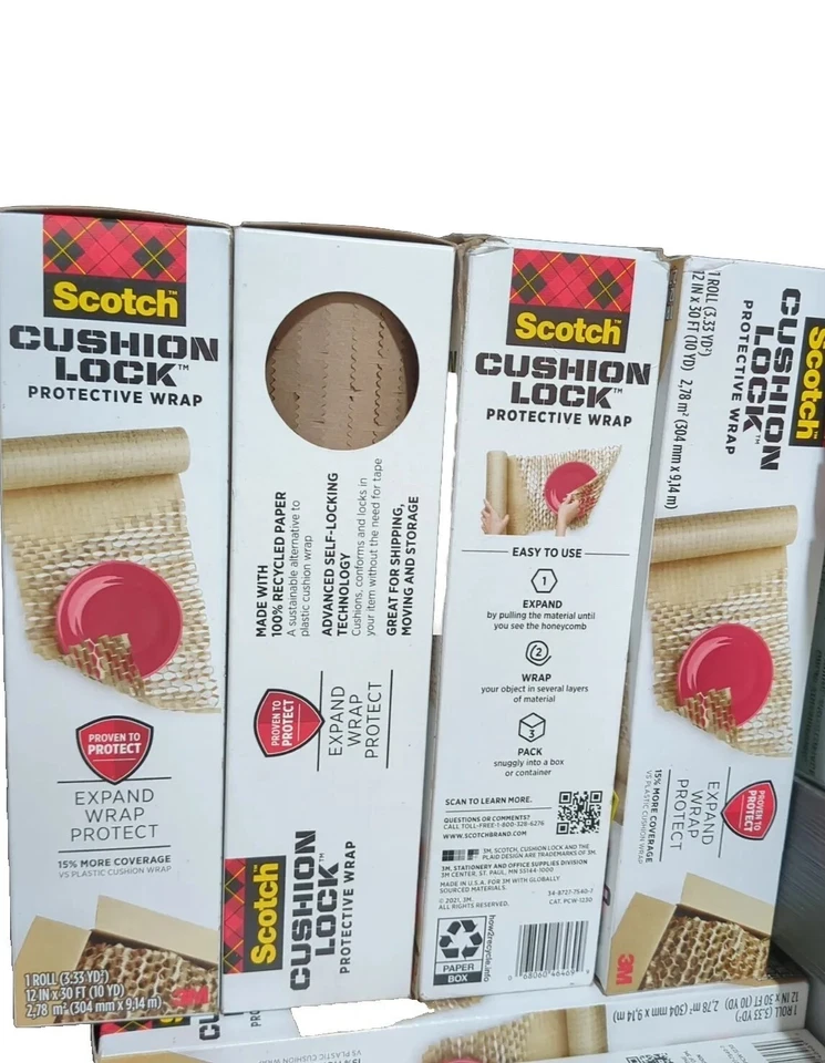 Lot Of 4 Scotch Cushion Lock Protective Wrap, 12" x 30 ft, Brown (MMMPCW1230) - Image 2 of 4