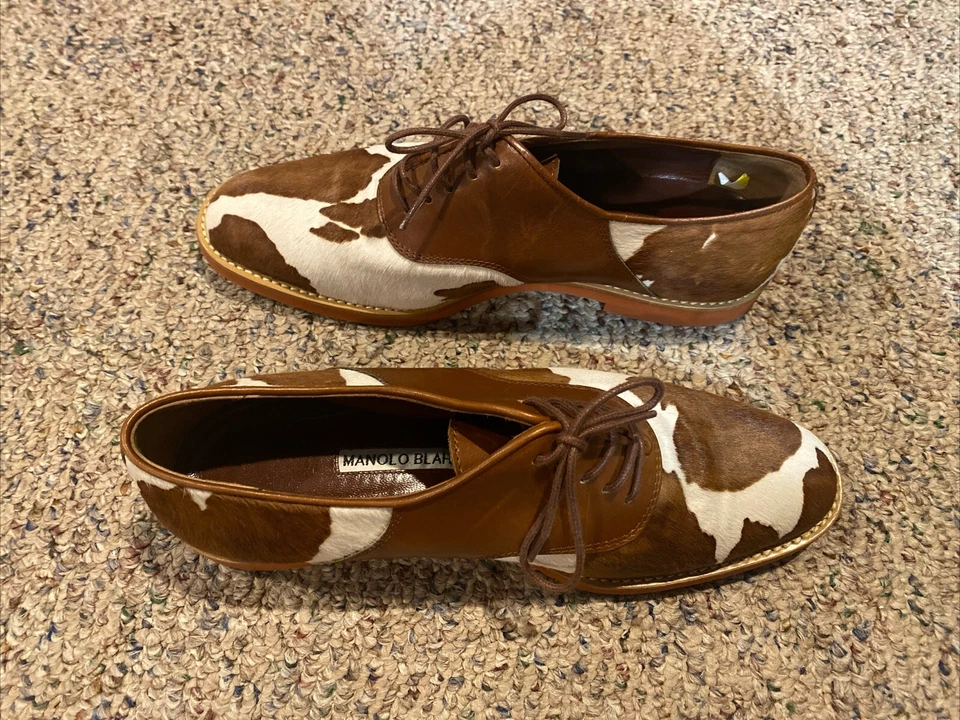 Manolo Blahnik Mantrix Cabello de becerro Oxfords Zapatos planos Talla 371/2 Foto 3 de 4