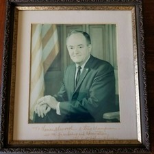 SIGNED PHOTO HUBERT H. HUMPHREY (DEMOCRATIC VP) & NFL SUPERBOWL QB LANCE ALWORTH