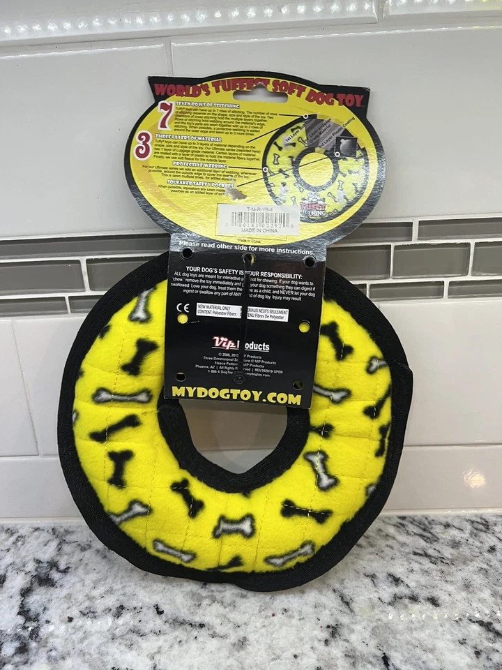 NEW! Tuffy Ultimate Yellow Ring Dog Toy - Squeaker - Image 4 of 4