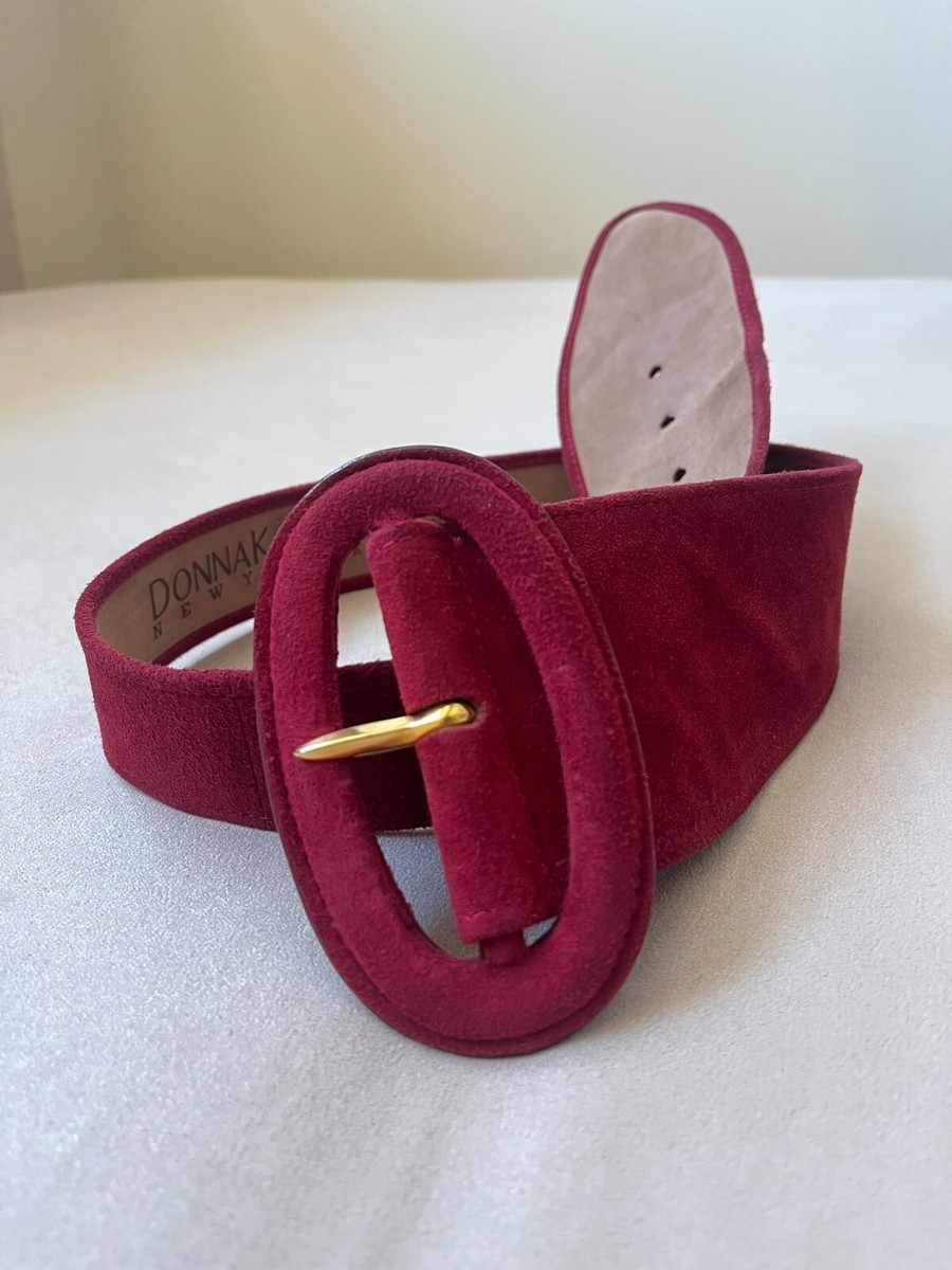Donna Karan Vintage Maroon Nubuck Leather Belt 1980 Italy  display picture 3
