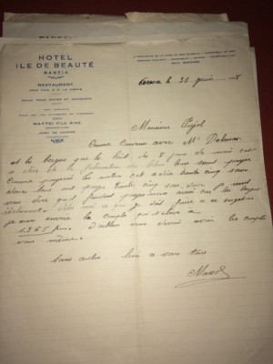 CORSE. HOTEL ISLAND OF BEAUTY HEAD MAIL. BASTIA, 1938.